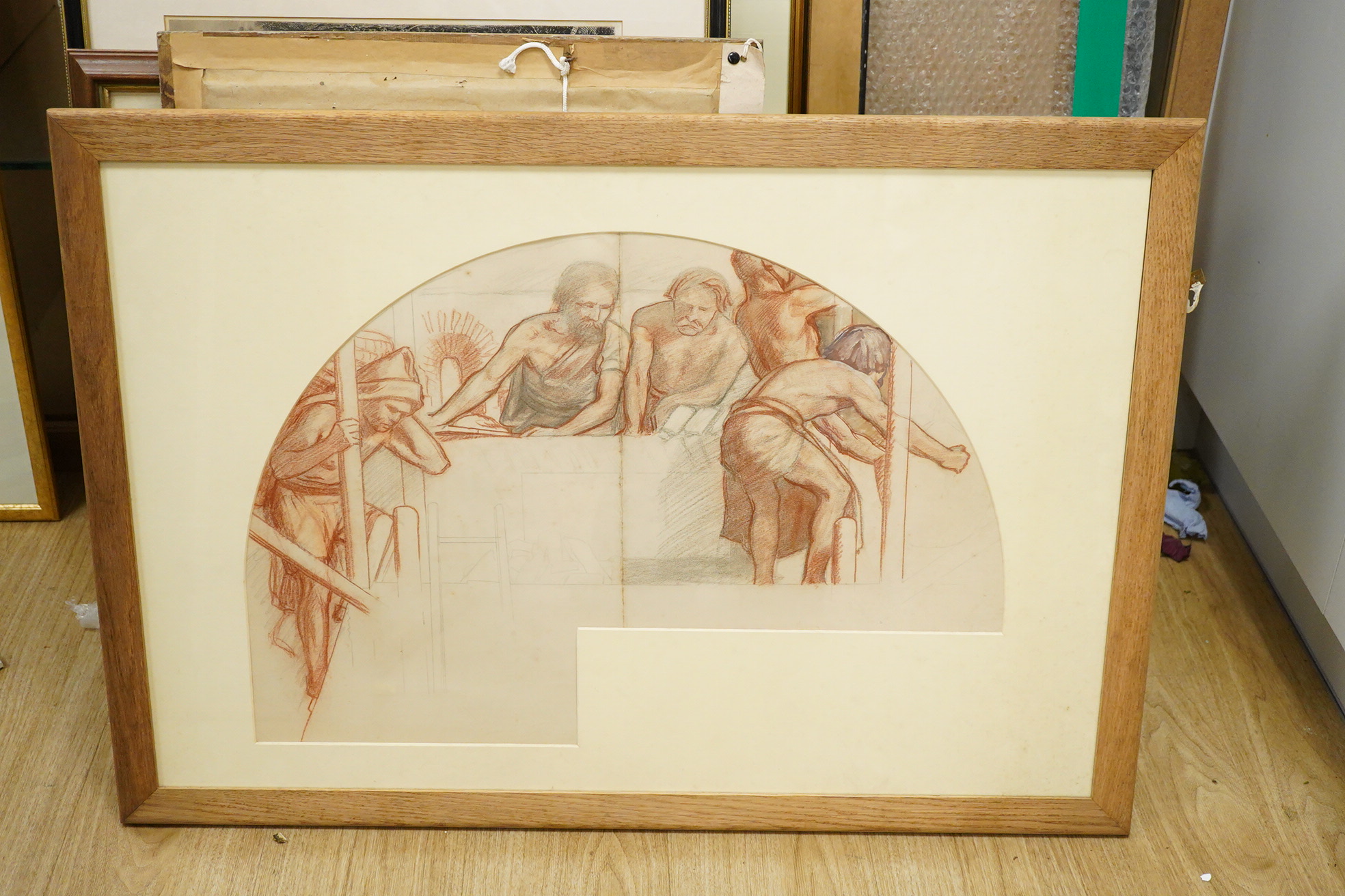 Harry Mileham (1875-1957), Figural study, unsigned, sanguine chalk and pencil study, 45 x 65cm